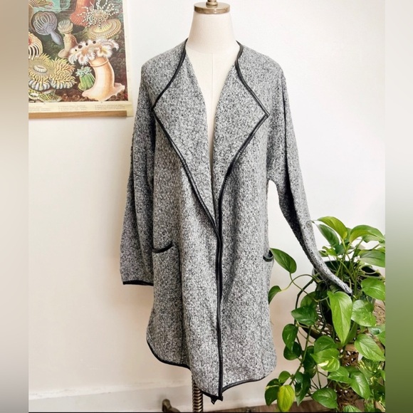 Tart Sweaters - Tart Marled Grey Knit Long Open Cardigan Jacket Medium